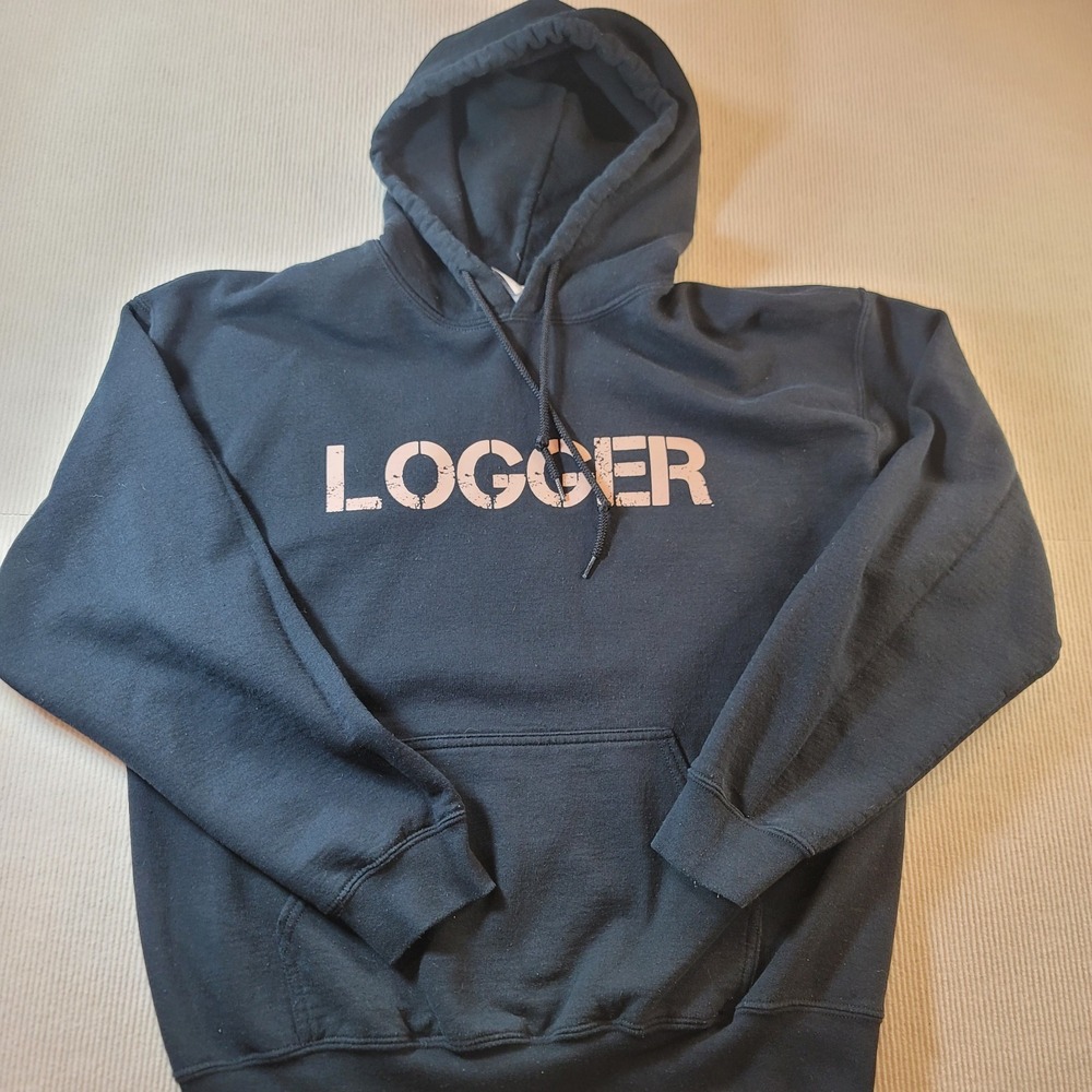 Logger Sweatshirt size large Chainsaw Skull Black Timber Hickory Old School Men